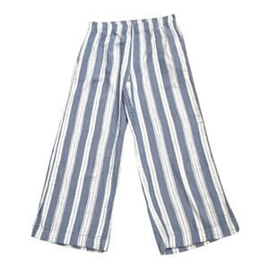 Old Navy Women's L Blue White Striped Wide Leg Pants Cotton Pull On High Rise